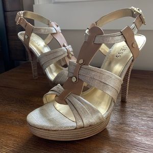 Guess Strappy Metallic Heels